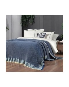 Комплект постельного белья с покрывалом Iona Евро / Y 1014 IONA v2/Mavi Sarev
