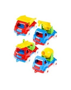 Набор игрушечной техники РЫЖИЙ КОТ Самосвал, пожарная, кран, бетономешалка / И-5682 Рыжий кот