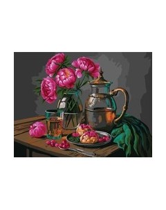 Картина по номерам Три совы Натюрморт с пионами / КХ3040_53852