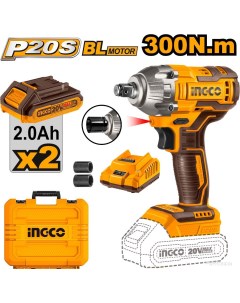 Гайковерт CIWLI2038 (с 2-мя АКБ, кейс) Ingco