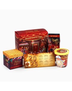Подарочный набор «Сказочного года»: чай 50 г., конфеты 110 г., печенье брауни 120 г. Фабрика счастья