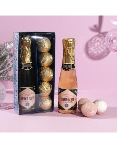 Новогодний подарочный набор косметики «Для тебя», гель для душа шампанское 250 мл и бомбочки для ванны 5×40 г Чистое счастье