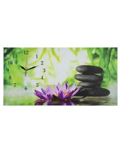 Часы-картина настенные, на холсте, интерьерные, бесшумные «Цветы и камни», 40×76 см Сюжет