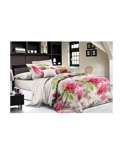 Комплект постельного белья Лепестки роз Бязь Евро / КТ Пф6536-1/220(125) Luxsonia