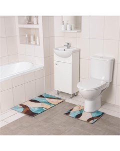 Коврики для ванной и туалета «Воля», 2 шт., 50×80 см, 50×40 см, форма МИКС Доляна