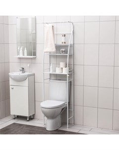 Стеллаж над унитазом со штангой для сушки, 47×25×175 см, белый Доляна