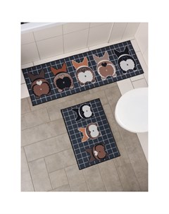 Коврики для дома «Корги», 2 шт., 40×60, 45×120 см Доляна