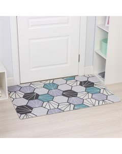 Коврик придверный «Грани», грязезащитный, вырезной, 80×120 см, серо-зелёный Доляна