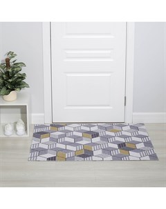 Коврик придверный «Мозаика», грязезащитный, вырезной, 80×120 см, серый, коричневый Доляна