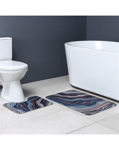 Коврики для ванной и туалета «Каменная лагуна», 2 шт., 50×80 см, 50×40 см Доляна