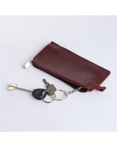 Ключница карманная на молнии, длина 14 см, кольцо, цвет бордовый Textura