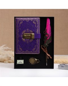 Набор подарочный 4 в 1 «Стимпанк»: блокнот, перьевая ручка фиолетовая, чернила, наконечники Take it easy