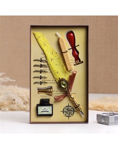 Набор подарочный 5 в 1 «Реликвия», перьевая ручка желтая, чернила, печать, воск Take it easy