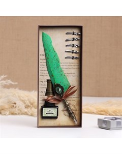 Набор подарочный 3 в 1 «Артефакт»: перьевая ручка на подставке, чернила, наконечники, зеленый Take it easy