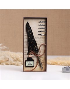 Набор подарочный 3 в 1 «Артефакт»: перьевая ручка на подставке, чернила, наконечники, черный Take it easy