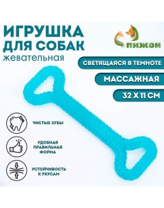 Жевательная игрушка для собак «Большая кость», светящаяся, массажная, 32×11, синяя Пижон