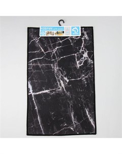 Коврик для дома «Мрамор», 50×80 см, чёрный Доляна