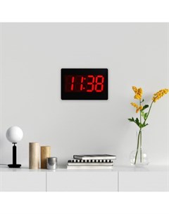 Часы электронные настенные, настольные «», будильник, 15.5×23.5 см, красная индикация, черные Соломон