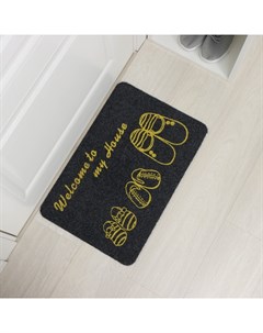 Коврик придверный «Тапочки», влаговпитывающий, грязезащитный, 35×58 см, цвет МИКС Доляна