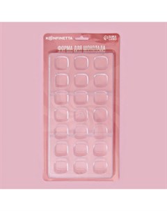 Форма для конфет и шоколада «Куб», пластик, 27.5×13.5×3 см, 21 ячейка (2.5×2.5 см), прозрачная Konfinetta