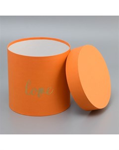 Коробка круглая, с тиснением Loveоранжевая 18×18×18 см Upak land