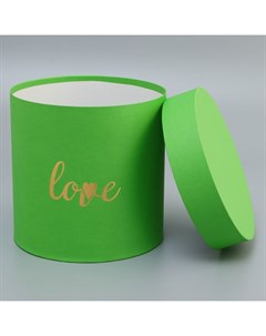Коробка подарочная, круглая, с тиснением Love, салатовая,18×18×18 см Upak land
