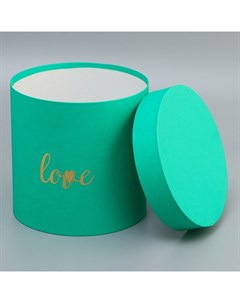 Коробка круглая с тиснением "Love"зеленая 20*20*20см Upak land
