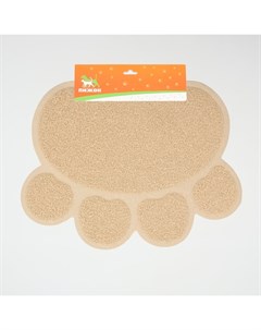 Коврик 2-в-1 под миску/туалет животных "Лапка", 40 х 30 см, бежевый Пижон