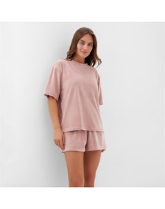 Пижама женская (футболка, шорты) Plushy, размер 40-42, розовый Kaftan