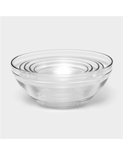 Салатники «Классика» с крышками, набор 5 шт.: 900/500/350/200/130 мл, стекло, голубые Доляна