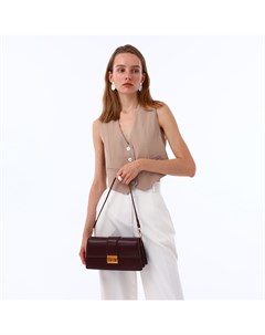 Сумка женская на клапане, средний размер, цвет тёмно-коричневый Textura