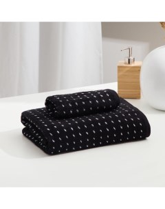 Полотенце махровое ЧБ «Пунктир», пестроткань, 70×130 см Этель