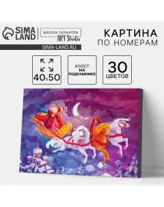 Картина по номерам на новый год на холсте с подрамником «Тройка лошадей», 40×50 см Школа талантов