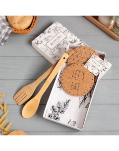 Кухонный набор «» Botany: полотенце, подставки, деревянная ложка, деревянная лопатка Этель