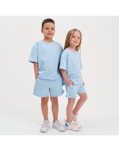 Комплект детский (футболка, шорты) Basic line, размер 32 (110-116 см), голубой Kaftan
