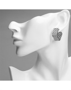 Серьги металл «Аккорд» орнамент, квадрат, цвет серебро Qf