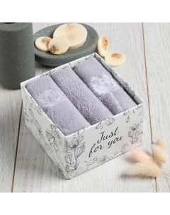 Махровые салфетки «» Flowers, 30×30 см - 3 шт., хлопок 100% Этель