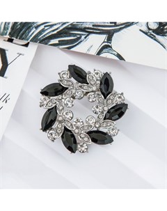 Брошь «Круг витой», цвет чёрно-белый в серебре Qf