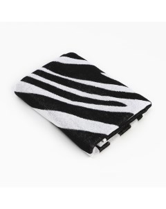 Полотенце махровое «Zebra» чёрный, 70×130 см, 100% хлопок, 420 г/м² Этель