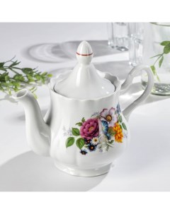 Чайник заварочный Добрушский завод «Букет цветов», 800 мл, фарфор, белый Добрушский фарфоровый завод