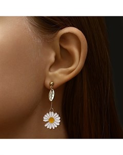 Серьги с эмалью «Волшебство» кот и цветок, цветные в золоте Qf