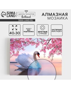 Алмазная мозаика с частичным заполнением на холсте «Белый лебедь», 30×40 см Школа талантов