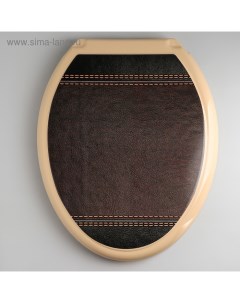 Сиденье для унитаза «Декор. Кожа», 44.5×37.5 см, с крышкой, коричневое Русспласт