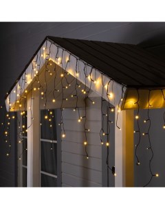 Гирлянда «Бахрома» 3×0.6 м, IP44, УМС, тёмная нить, 100 LED, свечение тёплое белое, мерцание, 24 В Luazon lighting