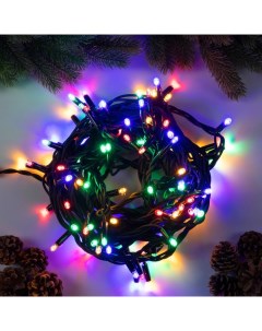 Гирлянда «Нить» 10 м, IP65, УМС, тёмная каучуковая нить, 100 LED, свечение мульти, 220 В Luazon lighting
