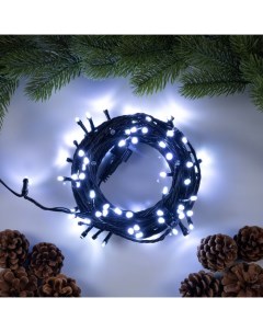 Гирлянда «Нить» 10 м, IP44, УМС, тёмная нить, 100 LED, свечение белое, мерцание всех светодиодов, 24 В Luazon lighting
