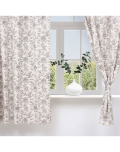 Комплект штор для кухни с подхватами Black flowers, 149×180 см - 2 шт. Этель