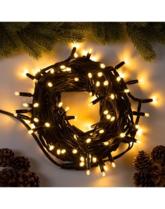 Гирлянда «Нить» 10 м, IP65, УМС, тёмная каучуковая нить, 100 LED, свечение тёплое белое, 220 В Luazon lighting