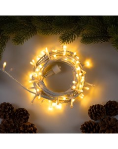 Гирлянда «Нить» 10 м, IP44, УМС, белая нить, 100 LED, свечение тёплое белое, мерцание всех светодиодов, 24 В Luazon lighting