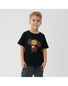 Футболка детская «Чебурашка», чёрная, размер 36, рост 134-140 см Kaftan